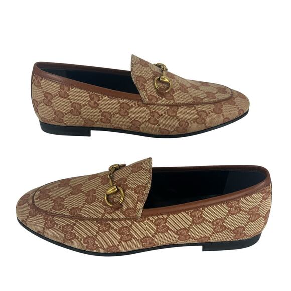 Gucci Jordaan Canvas GG Monogram Horsebit Loafers in Beige Ruggine Rust - Picture 7 of 14